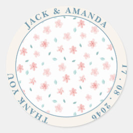 Pegatina Redonda Pequeños stickers de Moda de flores rosadas