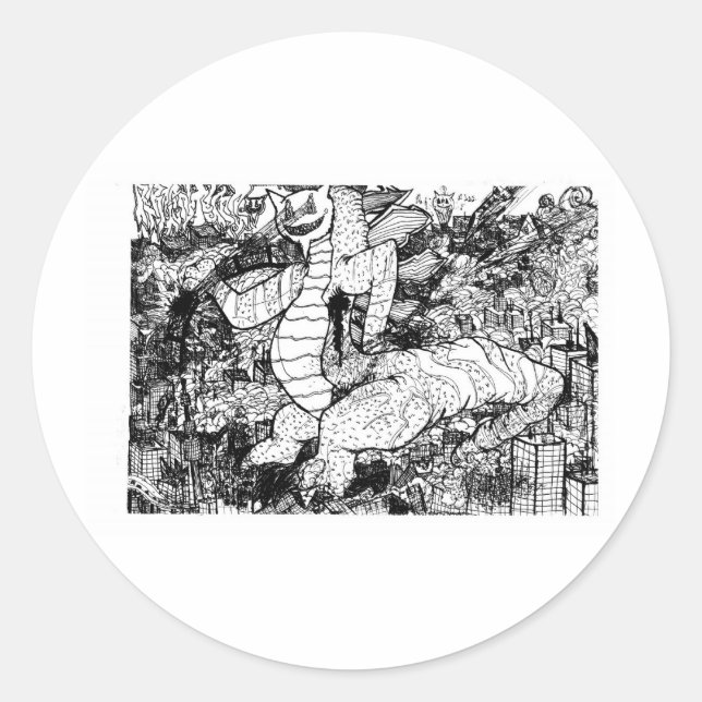 Pegatina Redonda Percentum Godzilla (Anverso)