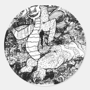 Pegatina Redonda Percentum Godzilla