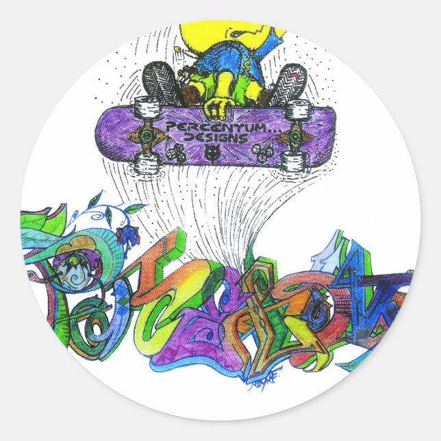 Pegatina Redonda Percentum Ollie (Anverso)