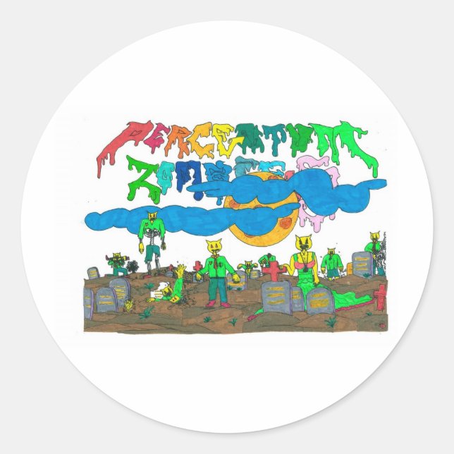 Pegatina Redonda Percentum_Zombies (Anverso)