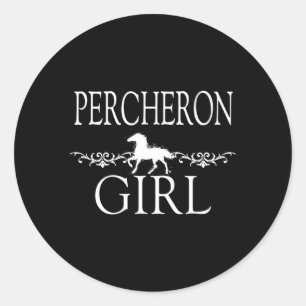 Pegatina Redonda Percheron Horse