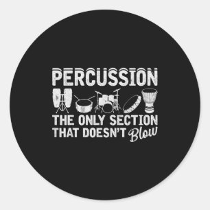 Pegatina Redonda Percusión de banda de marcha para percusionista ba