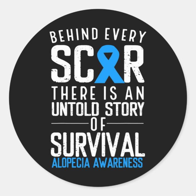 Pegatina Redonda Pérdida del pelo de la calvicie Cinta azul Alopeci (Anverso)