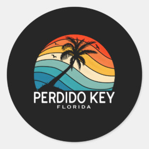 Pegatina Redonda Perdido Key Florida Tropical Beach Palm Tree