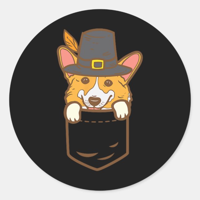 Pegatina Redonda Peregrino de bolsillo Welsh Corgi Perro Lover Cute (Anverso)
