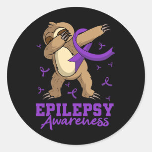 Pegatina Redonda Perezoso Conciencia De La Epilepsia Dabbing Epilép