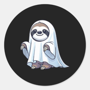 Pegatina Redonda Perezoso de Halloween lindo fantasma dibujo animad