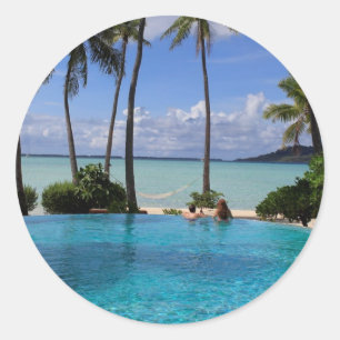 Pegatina Redonda Perfct Infinity pool on Vanilla Islandia