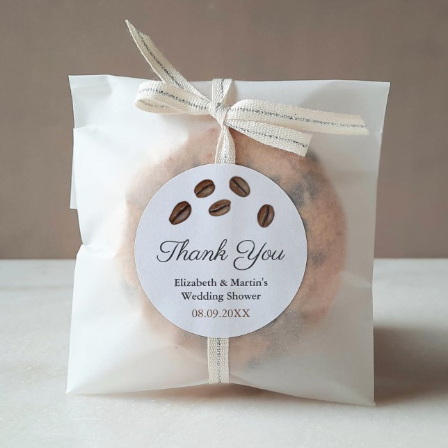 Pegatina Redonda Perfect Blend Watercolor Café Beans (Coffee Beans Perfect Blend Wedding Shower Favor Sticker)