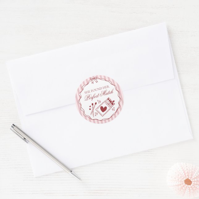 Pegatina Redonda Perfect Match Matchbox Bridal Shower Envelope Seal (Sobre)