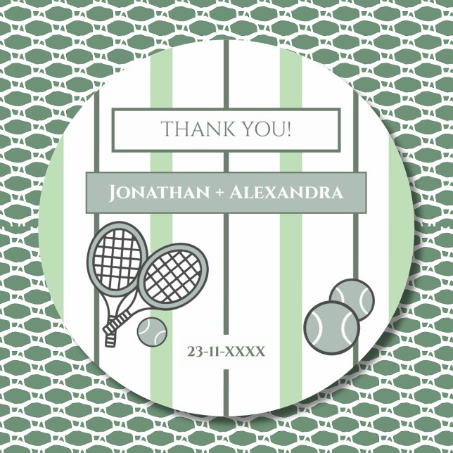Pegatina Redonda Perfect Match Tennis Couple Shower Thank You (Subido por el creador)