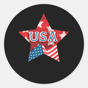 Pegatina Redonda Perfect USA Flag Color Star - LOVE USA