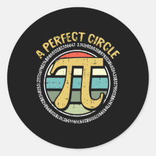 Pegatina Redonda Perfecto Círculo Pi Day Símbolos Retro Math Número