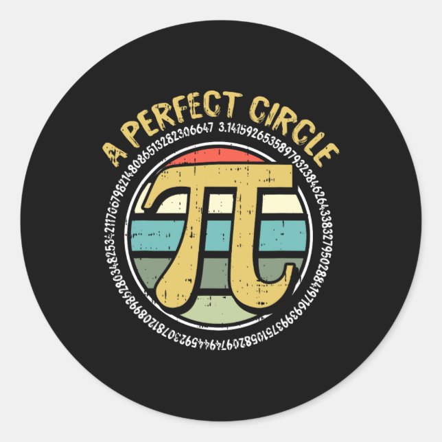 Pegatina Redonda Perfecto Círculo Pi Day Símbolos Retro Math Número (Anverso)