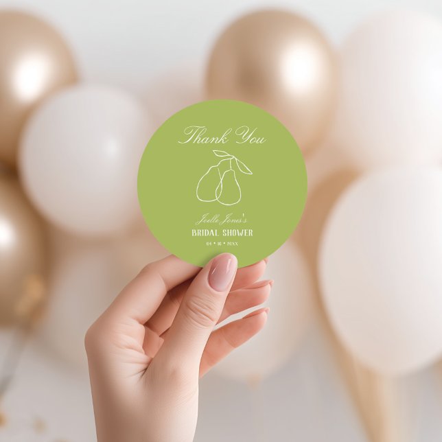 Pegatina Redonda Perfecto Ilustracion Pear Bridal Shower Gracias (Subido por el creador)