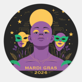 Pegatina Redonda Perfecto para Mardi Gras 2026