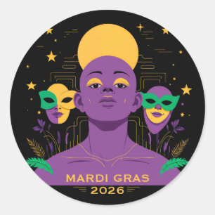 Pegatina Redonda Perfecto para Mardi Gras 2026