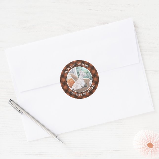 Pegatina Redonda Perfil B de Westie (Sobre)