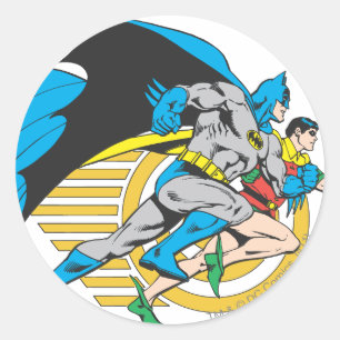 Pegatina Redonda Perfil de Batman y Robin