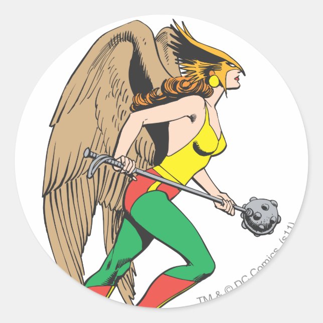 Pegatina Redonda Perfil de Hawkwoman (Anverso)