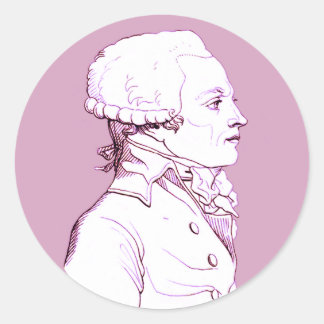 Pegatina Redonda Perfil de Robespierre en Rosa,