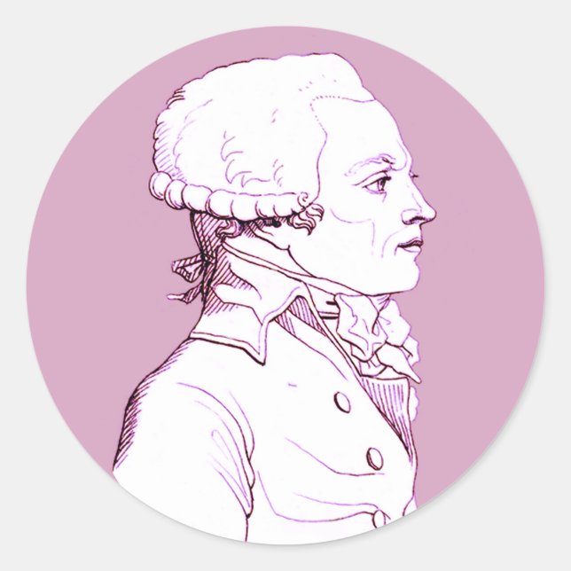Pegatina Redonda Perfil de Robespierre en Rosa, (Anverso)