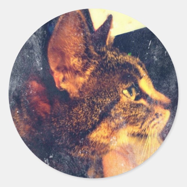 Pegatina Redonda Perfil de venado sucio índigo (Anverso)