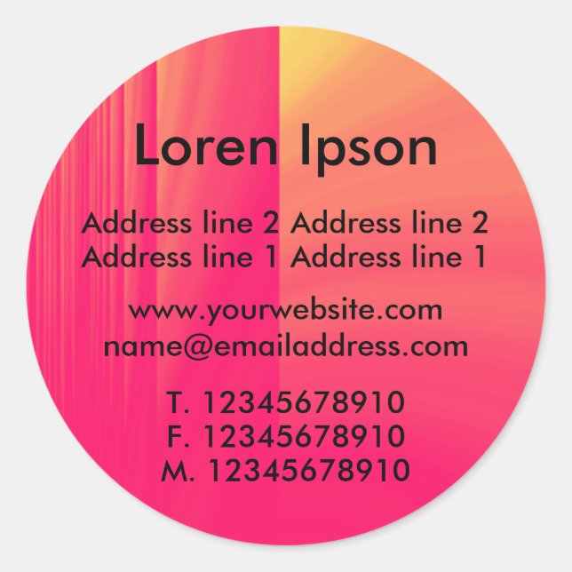 Pegatina Redonda Perfil / negocio de la aplicación de paquetes eléc (Anverso)