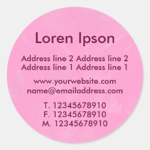 Pegatina Redonda Perfil/negocio rosa cepillado