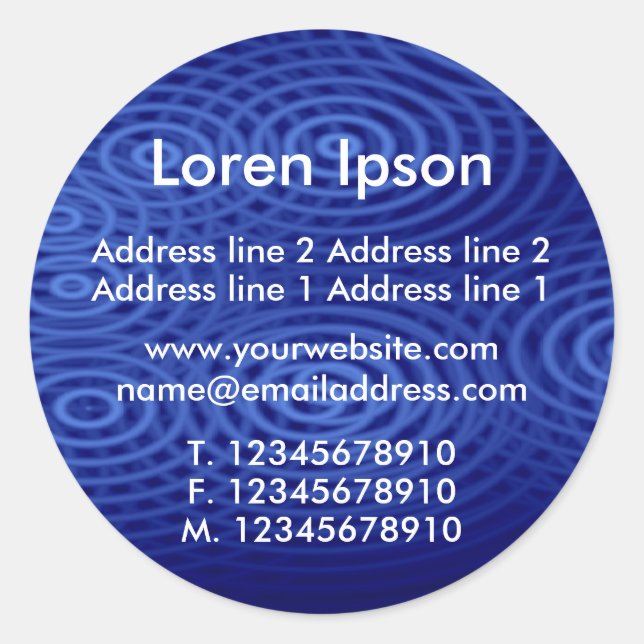 Pegatina Redonda Perfil / Negocios Azul de lluvia eléctrica (Anverso)