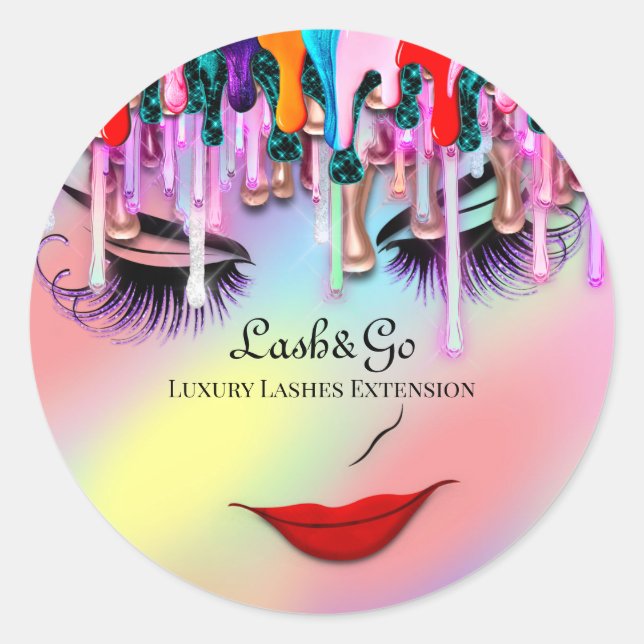 Pegatina Redonda Perforación de la extensión de las pestañas de los (Anverso)