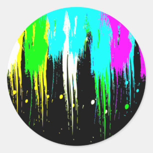 Pegatina Redonda Perforación de pintura vintage de Corey Tiger de l