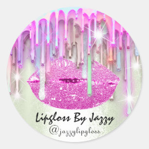 Pegatina Redonda Perforación Lipgloss Makeup Dris Empaquetado Pink 