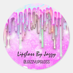 Pegatina Redonda Perforación Lipgloss Makeup Dris Empaquetado Purpu