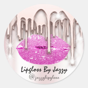 Pegatina Redonda Perforación Lipgloss Makeup Dris Empaquetado Rosa 