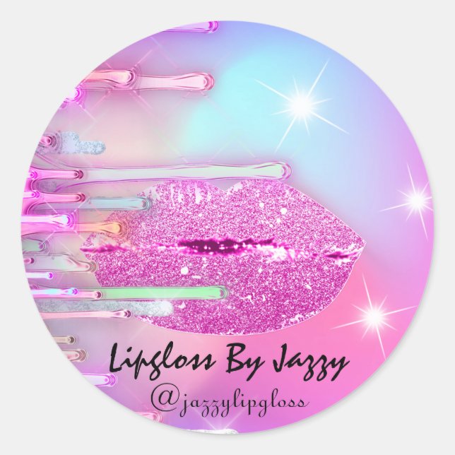 Pegatina Redonda Perforaciones de maquillaje Lipgloss Packaging Gir (Anverso)