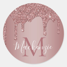 Pegatina Redonda Perforaciones del Purpurina de espuma de oro Rosa 