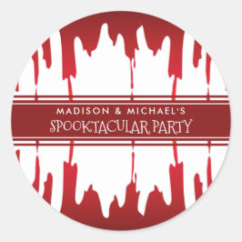 Pegatina Redonda Perforaciones sangrientas Halloween, miedo rojo