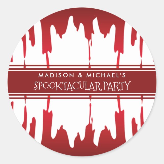 Pegatina Redonda Perforaciones sangrientas Halloween, miedo rojo (Anverso)