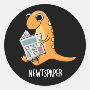 Pegatina Redonda Periódico de noticias divertidas Pun Dark BG