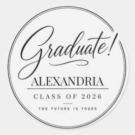Pegatina Redonda Periódico Personalizado Graduación 2026 Clásico Ro
