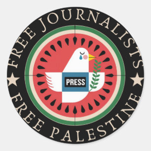 Pegatina Redonda Periodistas libres liberan a Palestina