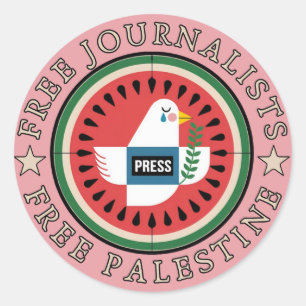 Pegatina Redonda Periodistas libres liberan a Palestina