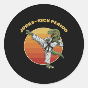 Pegatina Redonda Período divertido de patada Juras Karate Artes Mar