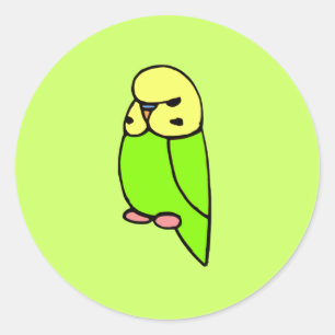 Pegatina Redonda Periquito inglés verde