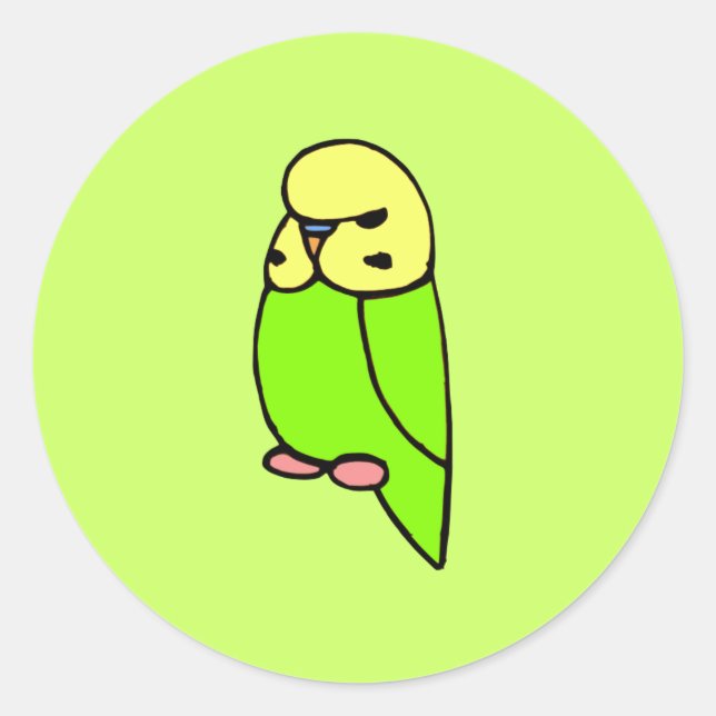Pegatina Redonda Periquito inglés verde (Anverso)