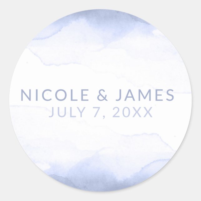 Pegatina Redonda Periwinkle Purple Watercolor Boda de Moda moderna (Anverso)