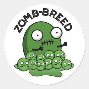 Pegatina Redonda Perla de la raza Zom Funny Halloween Zombie