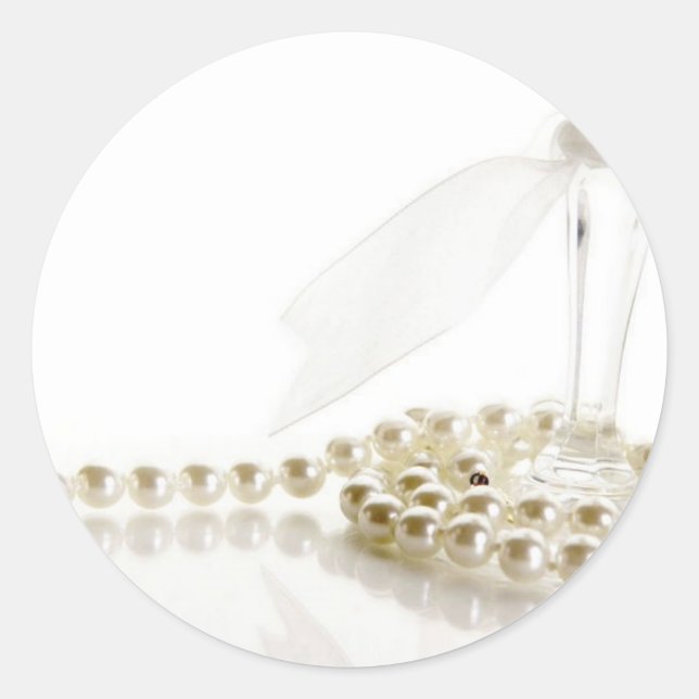 Pegatina Redonda Perlas Bodas de los anillos bodas (Anverso)